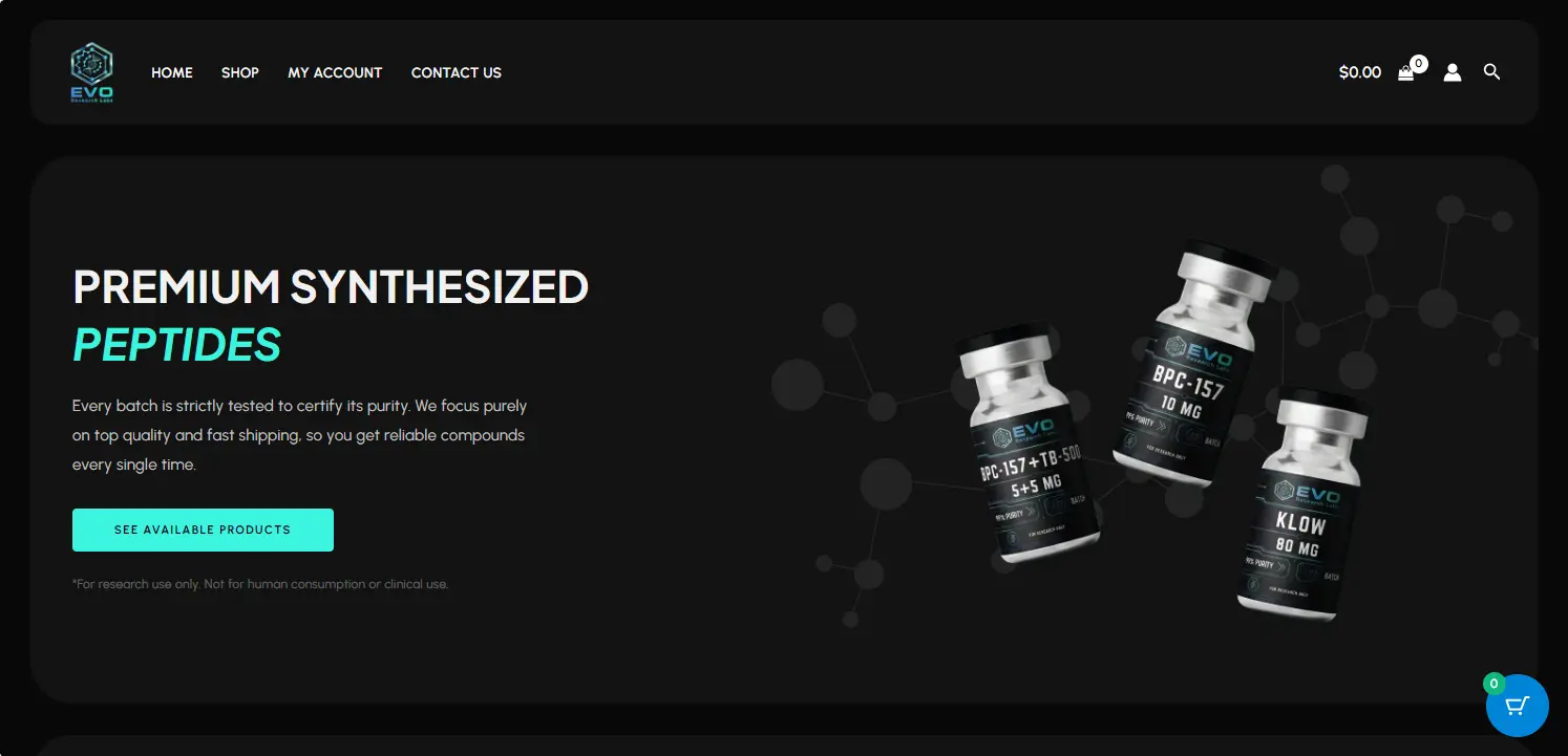 Dark Theme Compliant Peptide Store